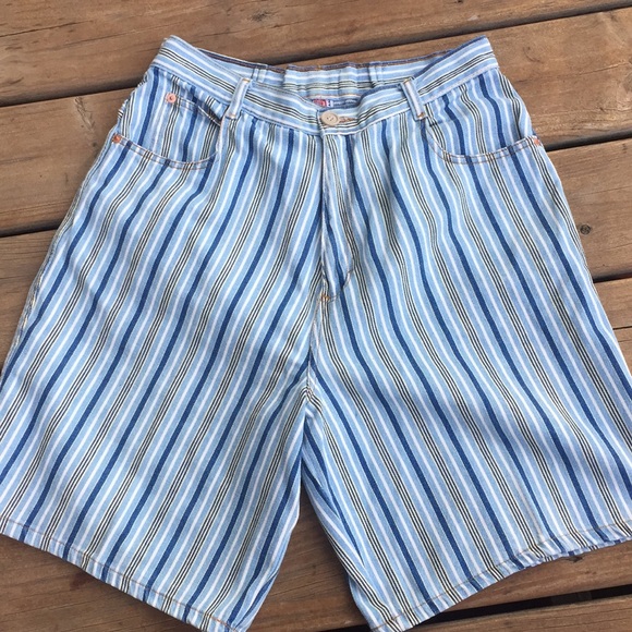 vintage striped denim shorts